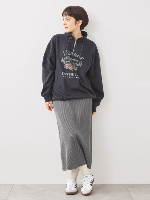 セール】 裏起毛ハーフジッププルオーバー（ネイビー/キナリ/TOP