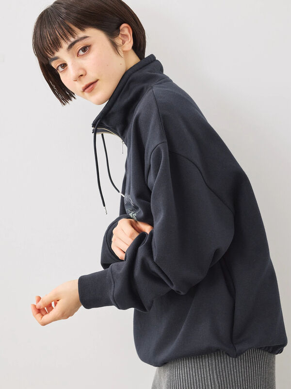 セール】 裏起毛ハーフジッププルオーバー（ネイビー/キナリ/TOP