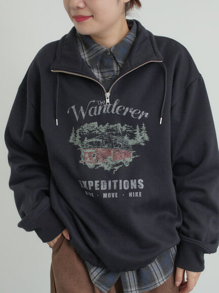 裏起毛ハーフジッププルオーバー（ネイビー/キナリ/ＴＯＰグレー）｜SM2（エスエムツー）通販