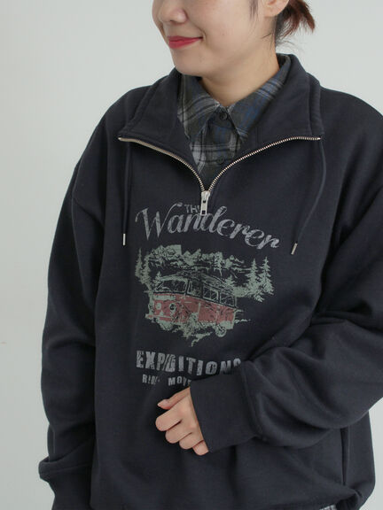 裏起毛ハーフジッププルオーバー（ネイビー/キナリ/ＴＯＰグレー）｜SM2（エスエムツー）通販