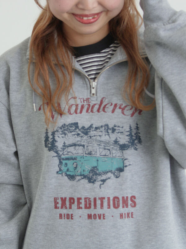 セール】 裏起毛ハーフジッププルオーバー（ネイビー/キナリ/TOP