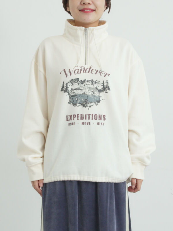 セール】 裏起毛ハーフジッププルオーバー（ネイビー/キナリ/TOP