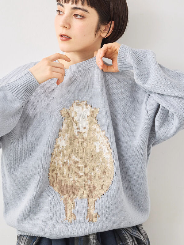 アニマルニットプルオーバー（チャコールグレー/モカ/ミント/サックスブルー/キナリ）｜SM2（エスエムツー）通販