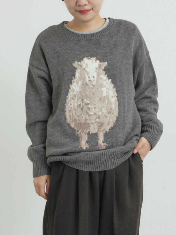 アニマルニットプルオーバー（チャコールグレー）｜SM2（エスエムツー）通販