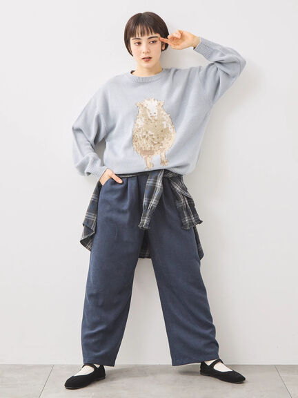 アニマルニットプルオーバー（チャコールグレー/モカ/ミント/サックスブルー/キナリ）｜SM2（エスエムツー）通販