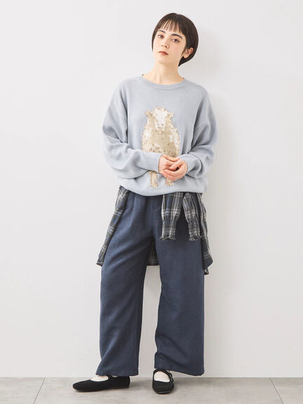 アニマルニットプルオーバー（チャコールグレー/モカ/ミント/サックスブルー/キナリ）｜SM2（エスエムツー）通販