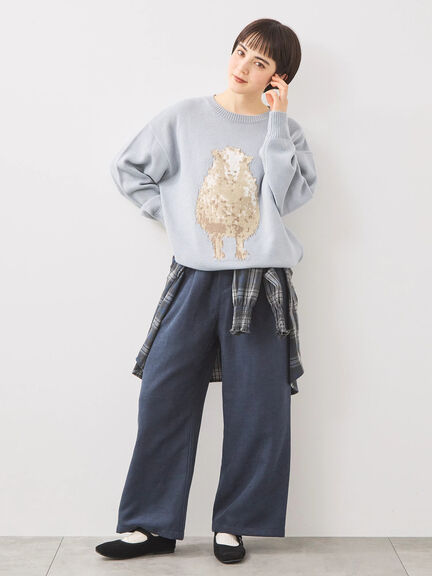 アニマルニットプルオーバー（チャコールグレー/モカ/ミント/サックスブルー/キナリ）｜SM2（エスエムツー）通販