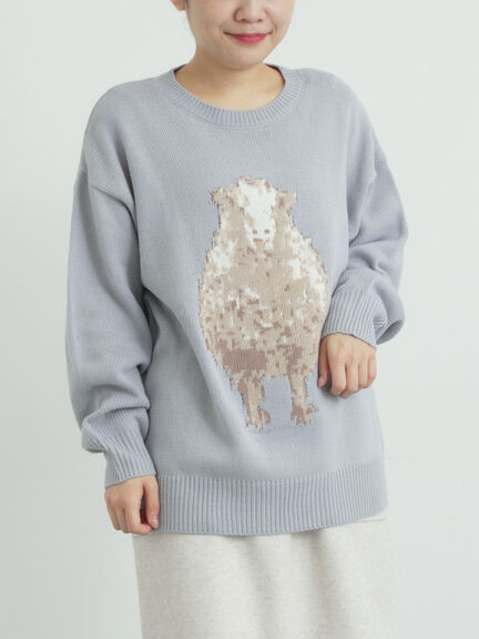 アニマルニットプルオーバー（チャコールグレー/モカ/ミント/サックスブルー/キナリ）｜SM2（エスエムツー）通販