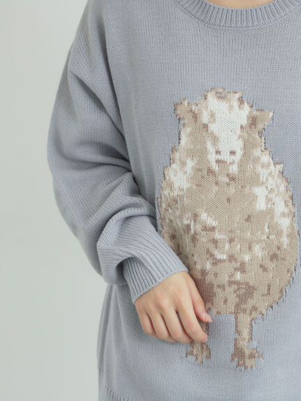 アニマルニットプルオーバー（チャコールグレー/モカ/ミント/サックスブルー/キナリ）｜SM2（エスエムツー）通販