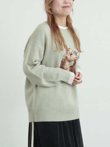 アニマルニットプルオーバー（チャコールグレー/モカ/ミント/サックスブルー/キナリ）｜SM2（エスエムツー）通販