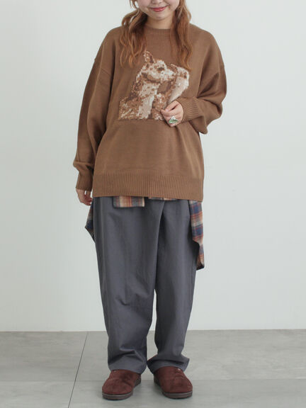 アニマルニットプルオーバー（チャコールグレー/モカ/ミント/サックスブルー/キナリ）｜SM2（エスエムツー）通販