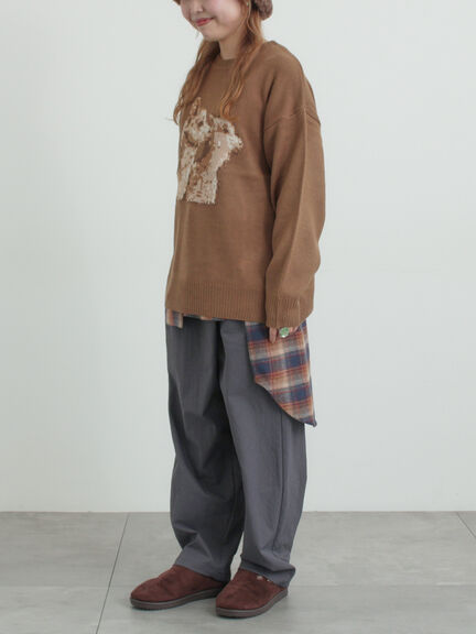 アニマルニットプルオーバー（チャコールグレー/モカ/ミント/サックスブルー/キナリ）｜SM2（エスエムツー）通販