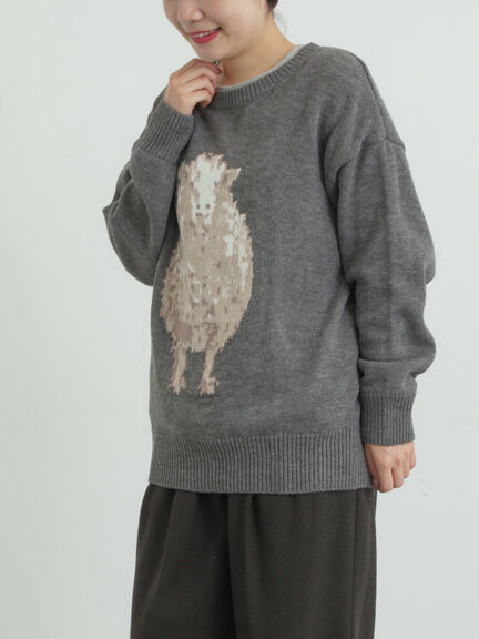 アニマルニットプルオーバー（チャコールグレー/モカ/ミント/サックスブルー/キナリ）｜SM2（エスエムツー）通販