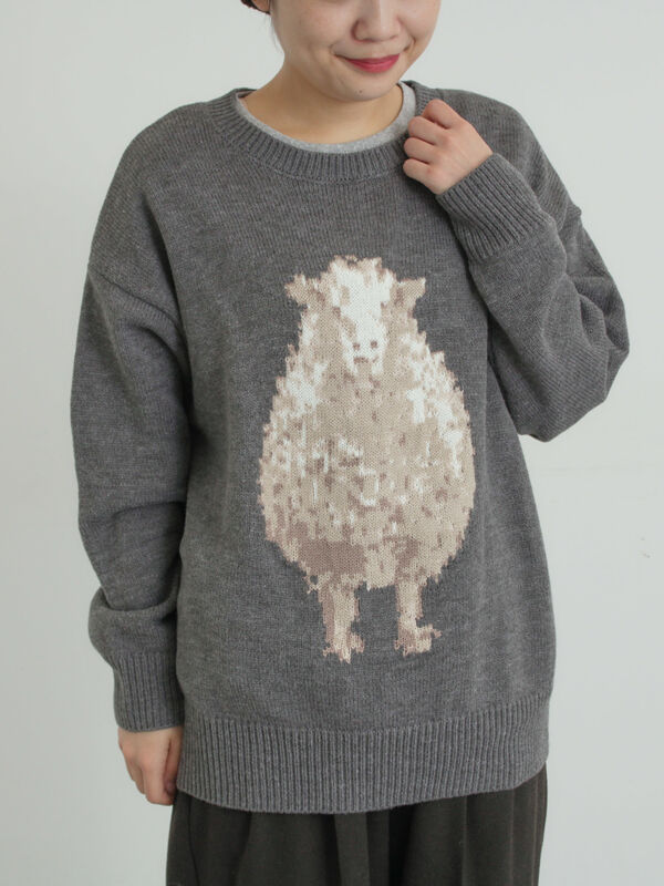 セール】 アニマルニットプルオーバー（チャコールグレー/モカ/ミント