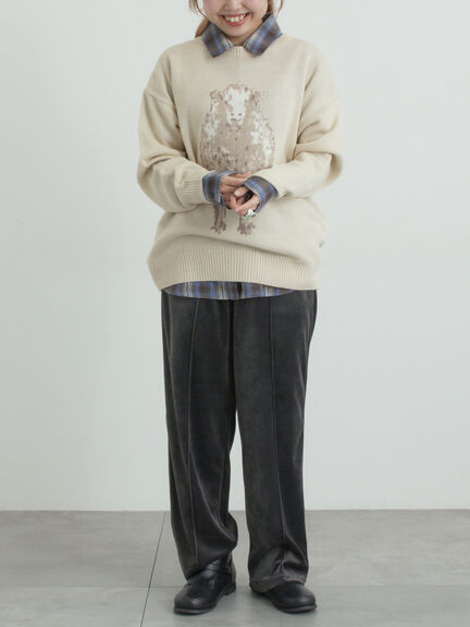 アニマルニットプルオーバー（チャコールグレー/モカ/ミント/サックスブルー/キナリ）｜SM2（エスエムツー）通販