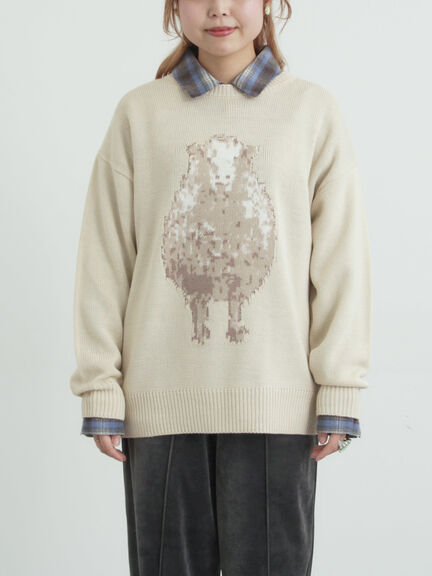 アニマルニットプルオーバー（チャコールグレー/モカ/ミント/サックスブルー/キナリ）｜SM2（エスエムツー）通販