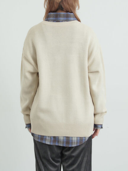 アニマルニットプルオーバー（チャコールグレー/モカ/ミント/サックスブルー/キナリ）｜SM2（エスエムツー）通販