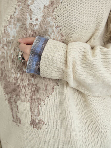 アニマルニットプルオーバー（チャコールグレー/モカ/ミント/サックスブルー/キナリ）｜SM2（エスエムツー）通販