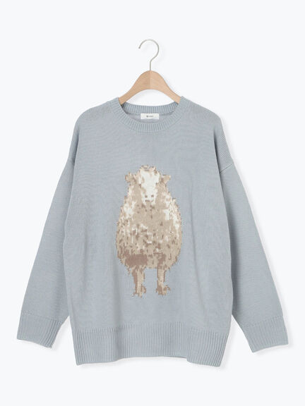 アニマルニットプルオーバー（チャコールグレー/モカ/ミント/サックスブルー/キナリ）｜SM2（エスエムツー）通販