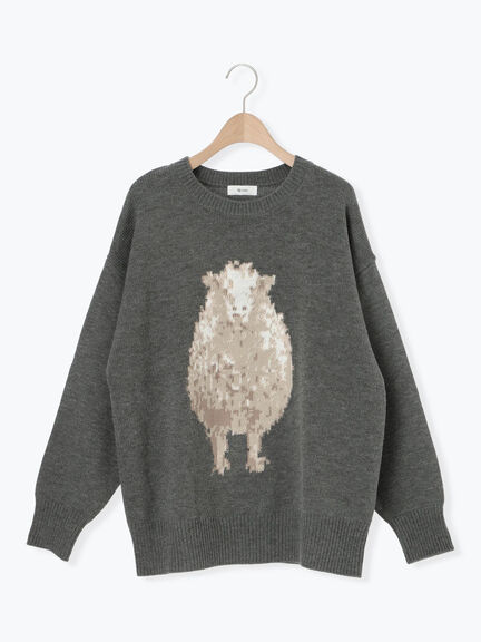 アニマルニットプルオーバー（チャコールグレー/モカ/ミント/サックスブルー/キナリ）｜SM2（エスエムツー）通販
