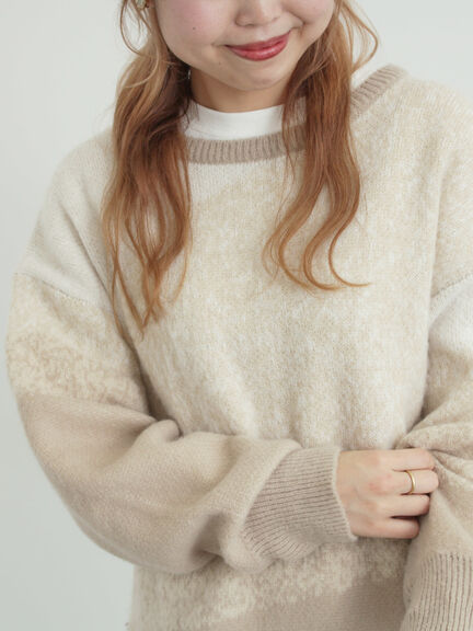 グラデーションニットプルオーバー（ベージュ/ブラウン/ネイビー）｜SM2（エスエムツー）通販