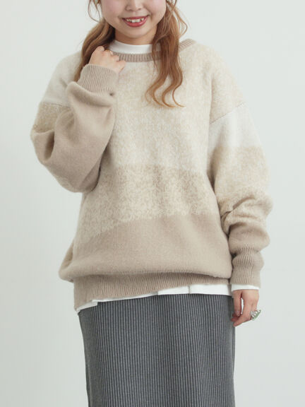 グラデーションニットプルオーバー（ベージュ/ブラウン/ネイビー）｜SM2（エスエムツー）通販