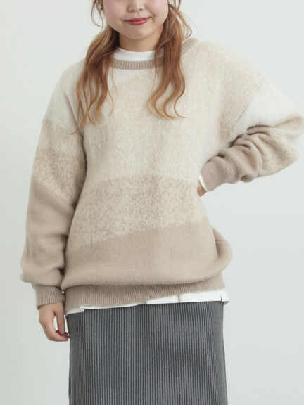 グラデーションニットプルオーバー（ベージュ/ブラウン/ネイビー）｜SM2（エスエムツー）通販