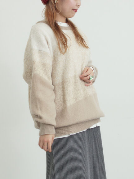 グラデーションニットプルオーバー（ベージュ/ブラウン/ネイビー）｜SM2（エスエムツー）通販