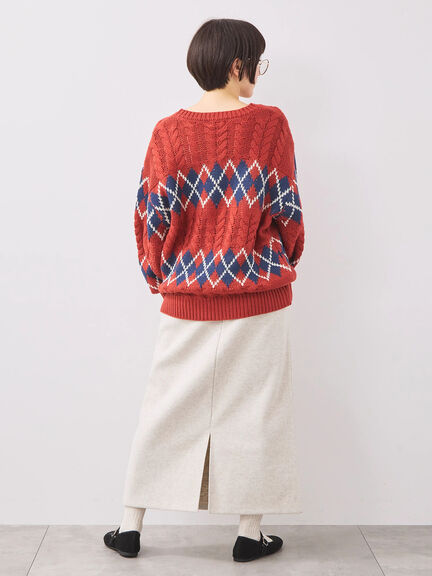 ウールライクスカート（グレー/ブラック/キナリ）｜SM2（エスエムツー）通販