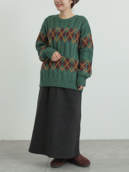 ウールライクスカート（グレー/ブラック/キナリ）｜SM2（エスエムツー）通販