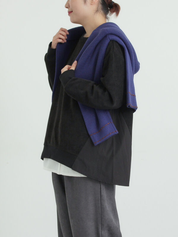 スウェードライク布帛切替プルオーバー（ブラック）｜SM2（エスエムツー）通販