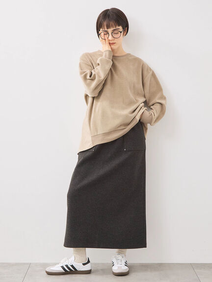 スウェードライク布帛切替プルオーバー（ブラック/ベージュ/ブルー）｜SM2（エスエムツー）通販