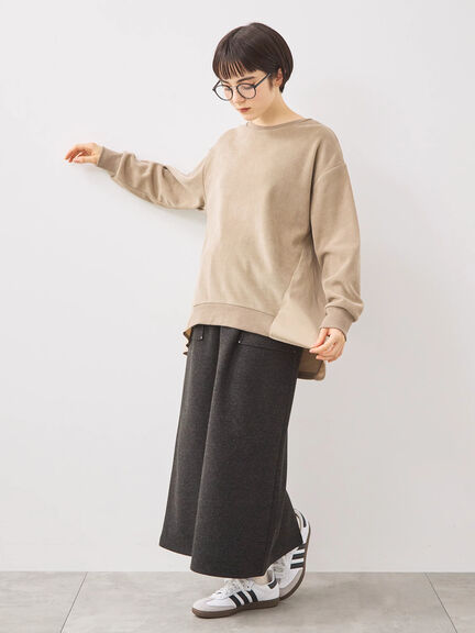 スウェードライク布帛切替プルオーバー（ブラック/ベージュ/ブルー）｜SM2（エスエムツー）通販