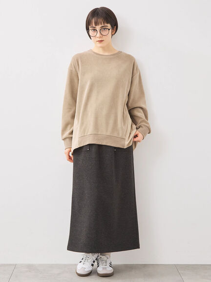 スウェードライク布帛切替プルオーバー（ブラック/ベージュ/ブルー）｜SM2（エスエムツー）通販