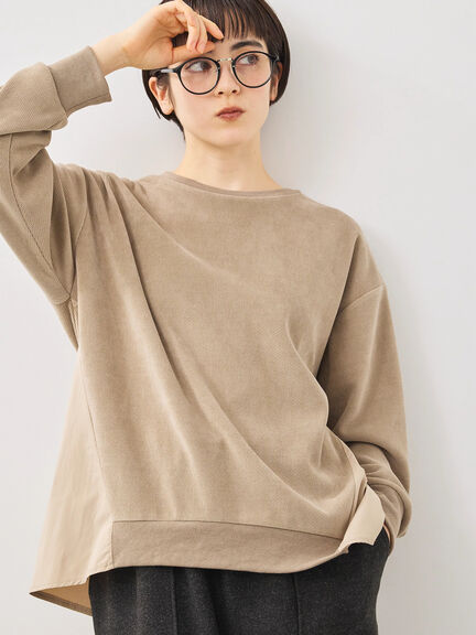 スウェードライク布帛切替プルオーバー（ブラック/ベージュ/ブルー）｜SM2（エスエムツー）通販