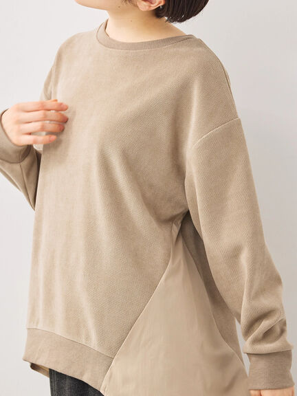 スウェードライク布帛切替プルオーバー（ブラック/ベージュ/ブルー）｜SM2（エスエムツー）通販