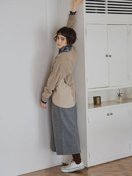 スウェードライク布帛切替プルオーバー（ブラック/ベージュ/ブルー）｜SM2（エスエムツー）通販