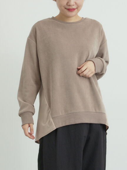 スウェードライク布帛切替プルオーバー（ブラック/ベージュ/ブルー）｜SM2（エスエムツー）通販