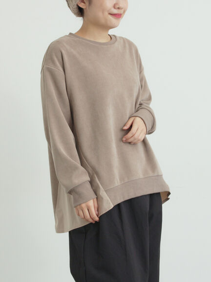 スウェードライク布帛切替プルオーバー（ブラック/ベージュ/ブルー）｜SM2（エスエムツー）通販