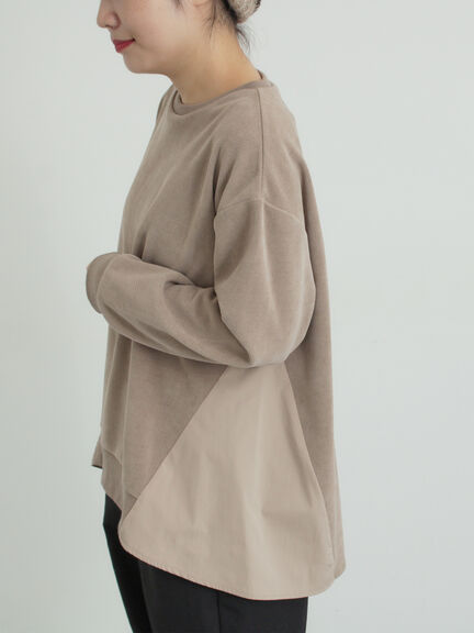 スウェードライク布帛切替プルオーバー（ブラック/ベージュ/ブルー）｜SM2（エスエムツー）通販