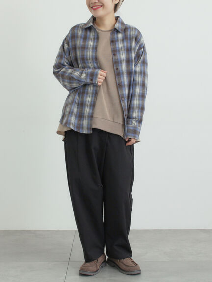 スウェードライク布帛切替プルオーバー（ブラック/ベージュ/ブルー）｜SM2（エスエムツー）通販