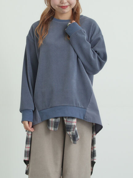 スウェードライク布帛切替プルオーバー（ブラック/ベージュ/ブルー）｜SM2（エスエムツー）通販