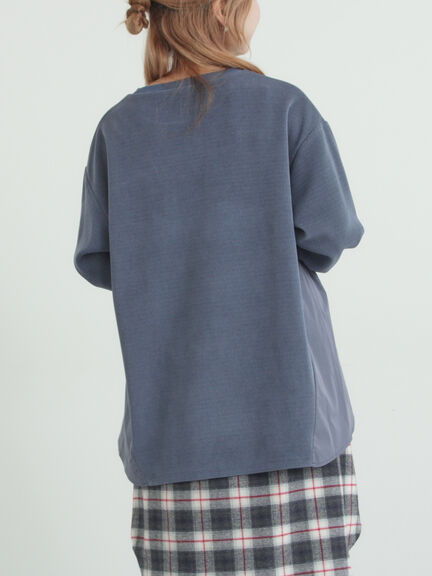 スウェードライク布帛切替プルオーバー（ブラック/ベージュ/ブルー）｜SM2（エスエムツー）通販