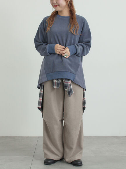 スウェードライク布帛切替プルオーバー（ブラック/ベージュ/ブルー）｜SM2（エスエムツー）通販