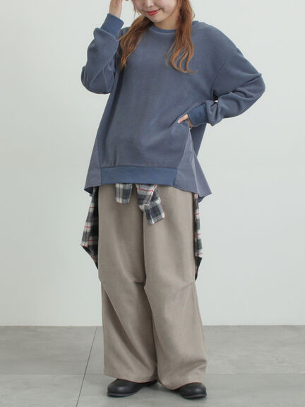 スウェードライク布帛切替プルオーバー（ブラック/ベージュ/ブルー）｜SM2（エスエムツー）通販