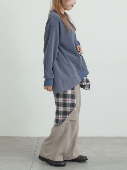 スウェードライク布帛切替プルオーバー（ブラック/ベージュ/ブルー）｜SM2（エスエムツー）通販