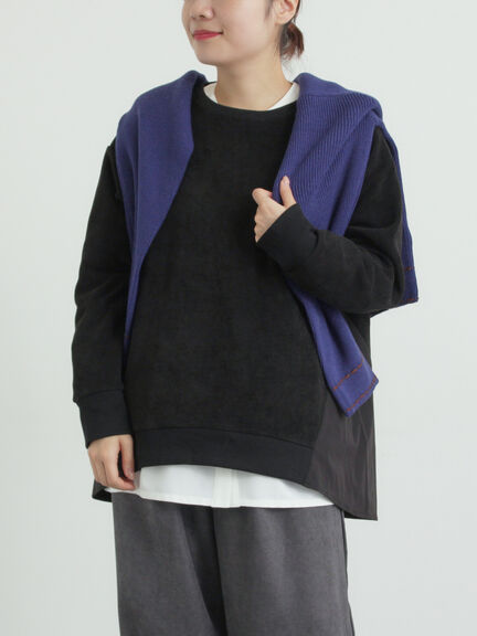 スウェードライク布帛切替プルオーバー（ブラック/ベージュ/ブルー）｜SM2（エスエムツー）通販