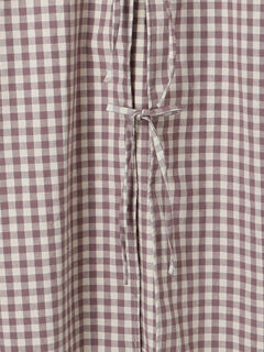 セール】 ギンガムチェックスモックエプロン（ブラック/ラベンダー