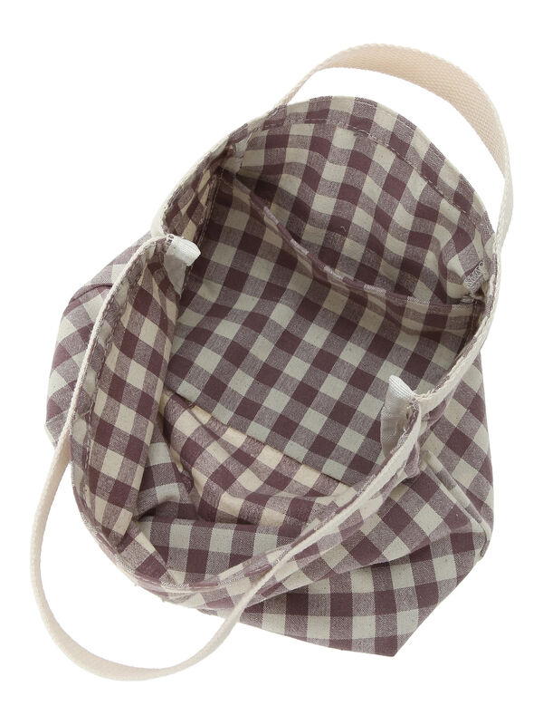 セール】 ギンガムチェック収納バッグ 2個セット（ブラック/ラベンダー