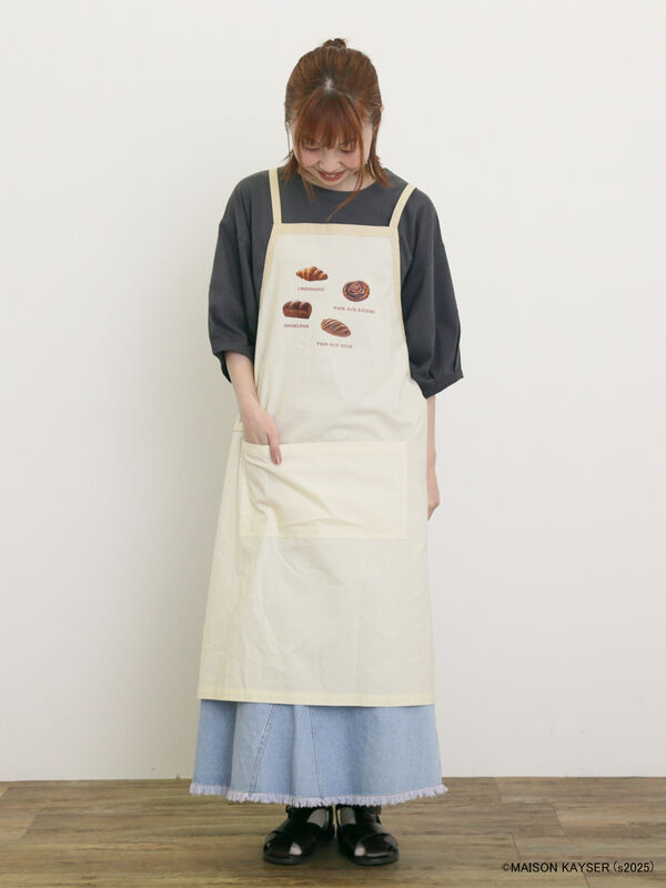 セール】 【MAISON KAYSER】プリントエプロン（オフホワイト/ベージュ